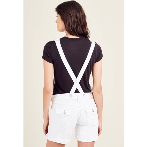 TRUE RELIGION Ripped Frayed Hem Jean Denim Overalls Sz M - Picture 5 of 14